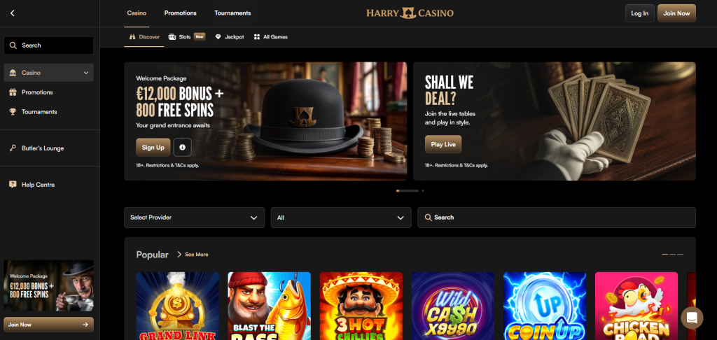 buitenland casino harry homepage screenshot